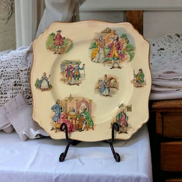 Royal Winton Grimades Lunch Plate Colonial Courting Couples Gainsborough England - Picture 13 of 16